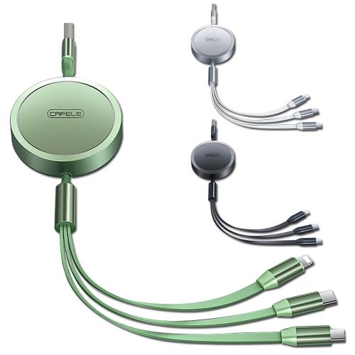 CAFELE 三合一伸縮充電線 傳輸線 Apple Lightning&amp;Micro&amp;Type C USB 鋁合金接頭 適用平板 手機 線長約120公分