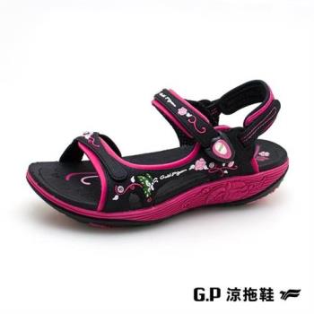 G.P 舒適中厚底磁扣兩用涼拖鞋G2358W-黑桃色(SIZE:36-39 共三色) GP
