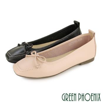 GREEN PHOENIX 女 娃娃鞋 便鞋 蝴蝶結 方頭 平底 通勤 上班 台灣製U33-22218