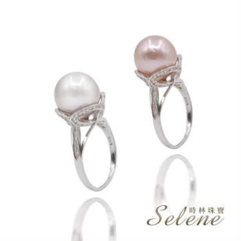 【Selene】晶鑽珍珠925銀戒指(12mm)