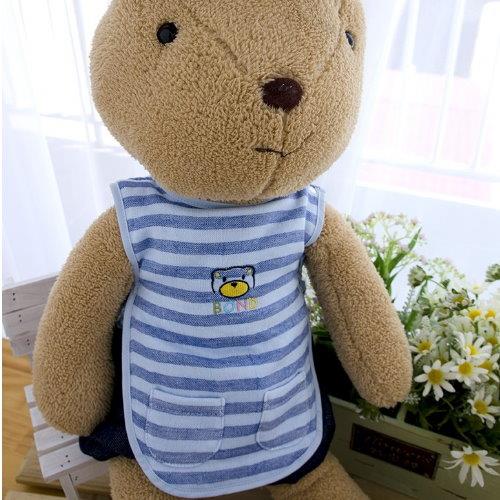 【台灣興隆毛巾】胖的熊雙層棉紗穿戴式圍兜 2件圍兜組