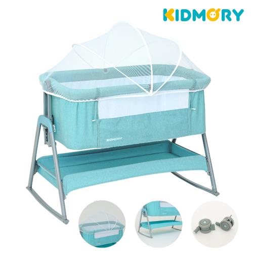 【KIDMORY】多功能可調式床邊床-全配組(蚊帳、滾輪、搖桿)