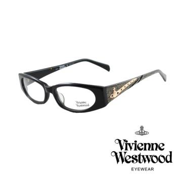 【Vivienne Westwood】時尚晶鑽大理石花紋光學眼鏡(黑 VW137_02)