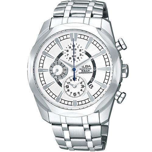 ALBA FLAGSHIP三眼時尚個性腕錶-銀/41mm YM92-X148S(AF8M37X)