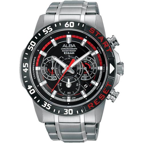 ALBA ACTIVE 活力運動計時腕錶-黑/44mm VD53-X239D(AT3967X1)