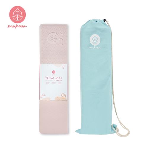 [Mukasa] TPE折疊瑜珈墊 6mm (12摺) - 香檳粉 + 瑜珈墊束口背袋