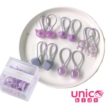 UNICO 韓國流行兒童可愛糖果色10條甜甜橡皮筋髮圈-浪漫紫