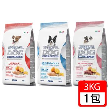義大利SE卓越-天然呵護犬糧3Kg(小型成犬全齡犬配方)