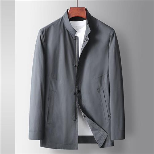 【巴黎精品】風衣外套短款夾克-薄款立領抗皺純色男外套2色p1ac29