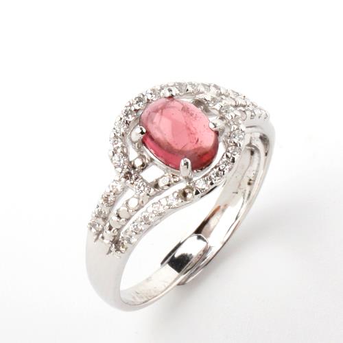 【寶石方塊】天然紅碧璽戒指-925銀飾-翠袖红裙-活圍設計