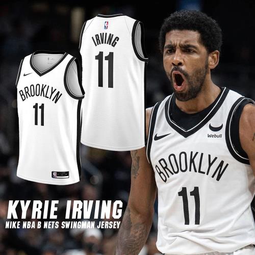 Nike 球衣 NBA Brooklyn Nets 男款 白 黑 Irving 無袖上衣 經典 透氣 運動 CW3584-105