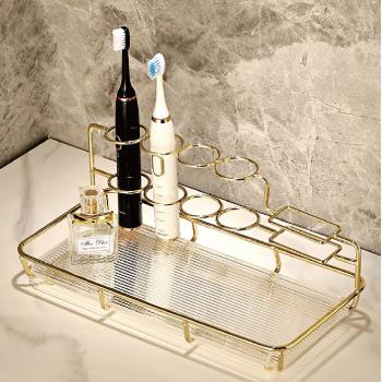 歐風透明壓克力檯面電動牙刷架 浴室收納置物架 小號 (檯面牙刷架)