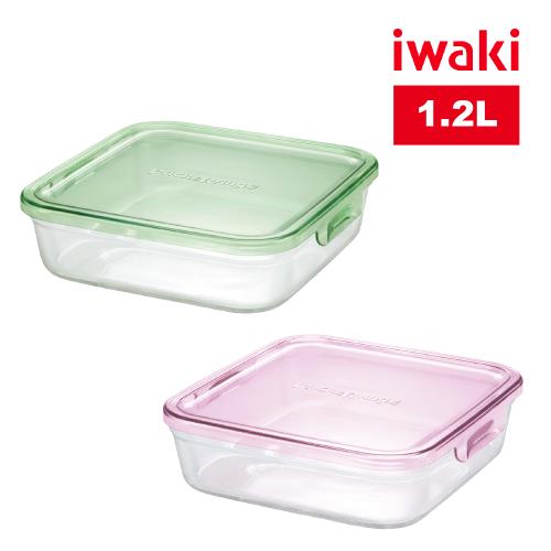 【日本iwaki】耐熱玻璃微波保鮮盒1.2L