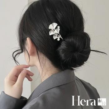 【Hera 赫拉】法式簡約銀杏葉珍珠髮簪 L111092007