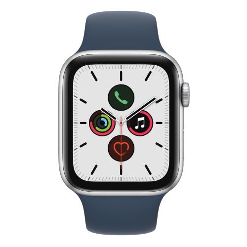 Apple Watch SE GPS 44mm銀色鋁金屬錶殼+深邃藍色運動錶帶搭SwitchEasy