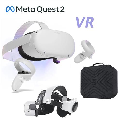 【Meta Quest】Oculus Quest 2 VR 頭戴式裝置+加厚版頭唯美頭帶+收納硬殼包 元宇宙/虛擬實境(128G)