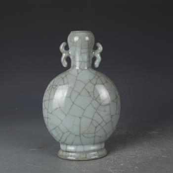 宋代官窯青釉扁瓶仿古瓷器花瓶