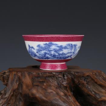 仿古瓷器清乾隆御製青花山水紋碗