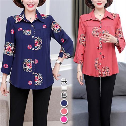 【韓國K.W. 】設計款東方美人刺繡上衣