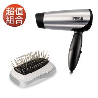 【超值組】PRINCESS荷蘭公主雙電壓吹風機+負離子電動按摩梳505104+529432