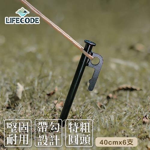 LIFECODE 特粗鋼材地釘40cm(6支)-黑色 