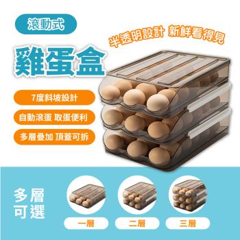 【斜坡自動補蛋設計】自動補蛋雞蛋盒 雞蛋收納盒 冰箱置物盒 透明保鮮盒 雞蛋儲存盒 蛋託 冰箱雞蛋架 (三層)