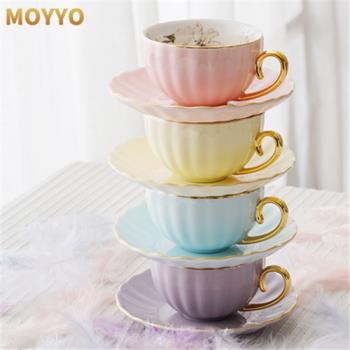 馬卡龍色陶瓷咖啡杯碟200ml