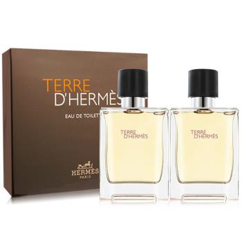 HERMES 愛馬仕 大地男性淡香水套組(50mlX2)-國際航空版