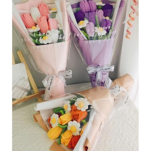 DIY手工鉤織鬱金香&洋甘菊花束毛線材料包