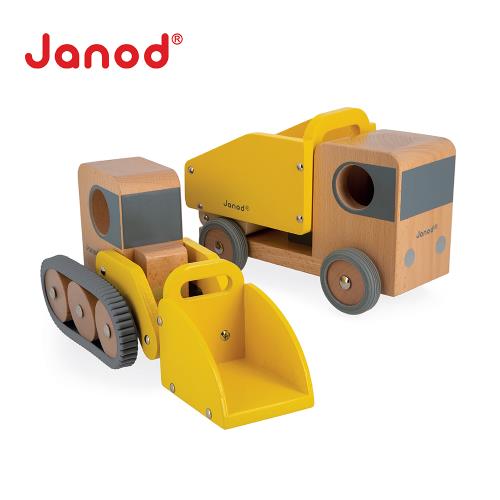 法國Janod  城市冒險-推土機與砂石車(1組2車)