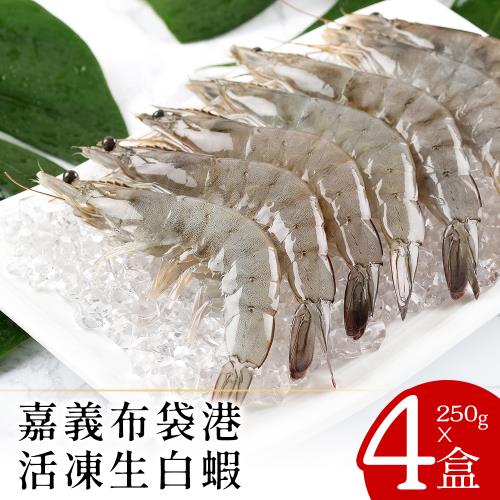 【北村漁家】嘉義布袋港活凍生白蝦250克4盒