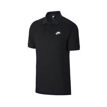 Nike POLO衫 NSW Polo 休閒 男款 棉質 扣子 開岔 短袖 穿搭 黑 CJ4457-010