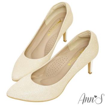 Ann’S輕甜姿色-細閃亮片電鍍細跟尖頭婚鞋-7.5cm-金(版型偏小)