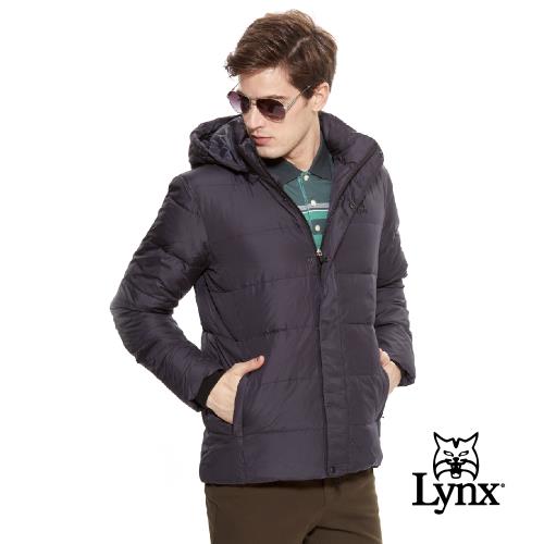 【Lynx Golf】男款防風連帽LXG系列羽絨長袖外套-黑色