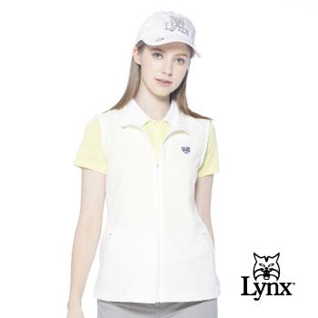 【Lynx Golf】女款吸濕快乾透氣易溶紗材質反光印花脇邊剪裁設計無袖背心(二色)