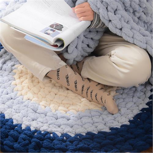 手工編織加厚針織圓形地毯坐墊(90x90)