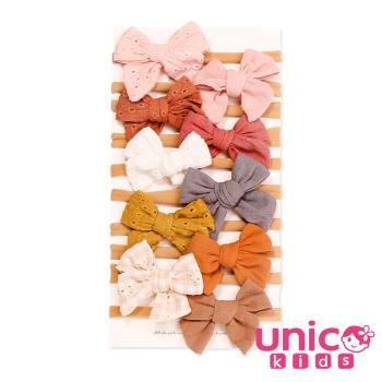 UNICO 兒童 小寶貝專屬柔軟蕾絲刺鏽不勒頭髮帶/髮飾-10件組