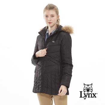 【Lynx Golf】女款可拆式毛條長版保暖羽絨長袖外套-黑色