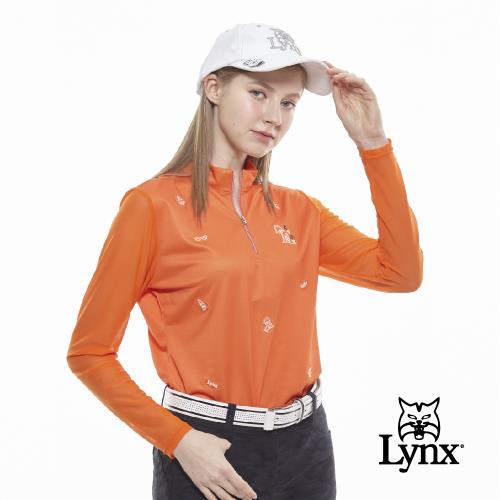 【Lynx Golf】女款吸濕排汗兩袖剪接網紗海洋風印花長袖立領POLO衫(二色)POLO衫ETMall東森購物網