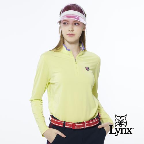 【Lynx Golf】女款遠紅外線保暖內刷毛彩色植絨LOGO長袖立領POLO衫(二色)會員獨享好康折扣活動POLO衫ETMall東森購物網