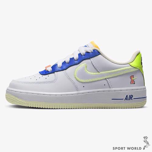 NIKE AF1  LV8 GS 大童 女鞋 休閒 白藍黃FB1393-111
