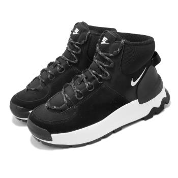 Nike 休閒鞋 Wmns City Classic Boot 女鞋 黑 白 靴子 戶外 麂皮 登山 厚底 DQ5601-001