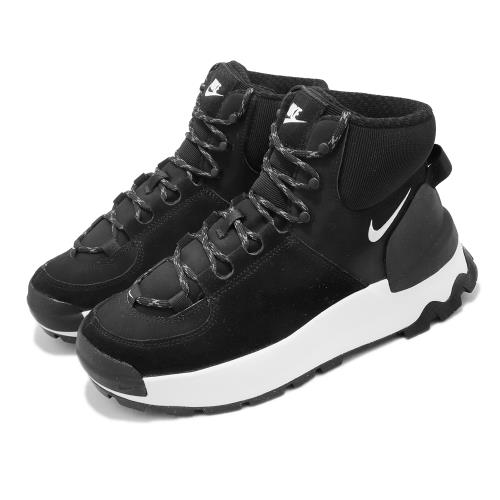Nike 休閒鞋 Wmns City Classic Boot 女鞋 黑 白 靴子 戶外 麂皮 登山 厚底 DQ5601-001
