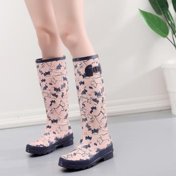 浩佩雨鞋高筒女式防水潮韓國可愛雨靴長筒成人時尚款外穿棉水鞋潮