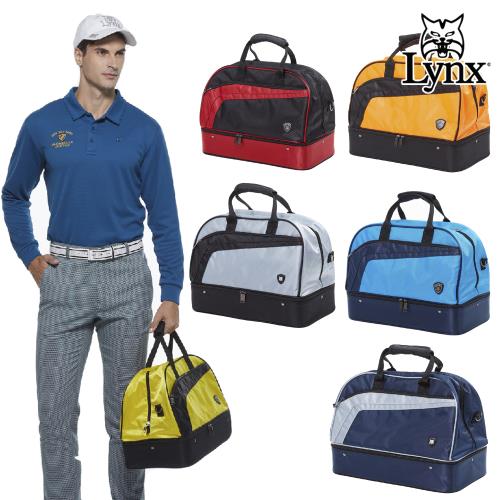 【Lynx Golf】男女Lynx流線線條設計山貓貼標硬底式旅行外袋/運動衣物袋(多色可選)