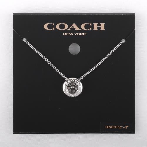 COACH-晶亮圓鑽墜飾項鍊(銀色)