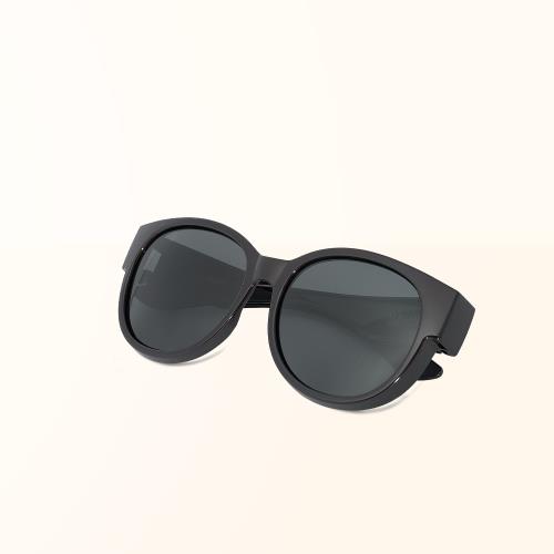 【ALEGANT】時尚甜茶棕圓框全罩式寶麗來偏光墨鏡/外掛式UV400太陽眼鏡(包覆式/車用全罩式墨鏡)