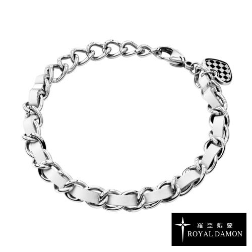 Royal Damon羅亞戴蒙 超吸睛 皮革手鍊 (白) BK450