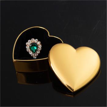 迷你心形裝飾金屬珠寶戒指首飾盒