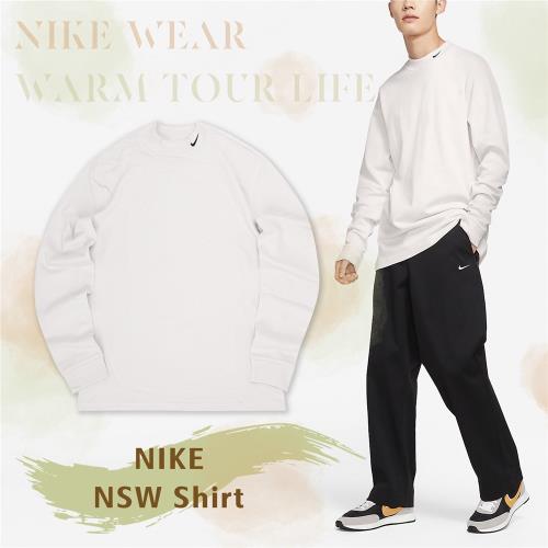 Nike 長袖上衣 NSW Shirt 男款 米白 復古 寬鬆 小高領 重磅 休閒 長T  DX5869-030